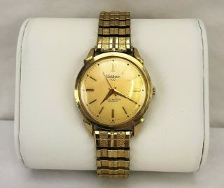 Vintage Waltham 100 Jewels Self - Winding Swiss Watch 10k Gold Filled Incabloc