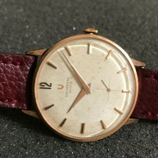 Universal Geneve Cal 1200 Swiss Watch Gold Plated Case Honey Dial