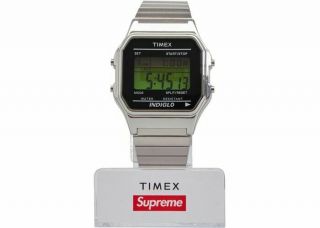 Authentic Supreme Timex Digital Watch Silver