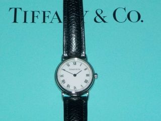 Tiffany & Co.  Women ' s Round Stainless Steel Quartz Watch with Leather Strap 2