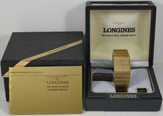 1980s Nos Longines Seafarer Quartz Stainless Steel Gold Watch Textured Dial