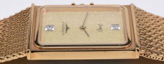 1980s NOS Longines 961 Quartz Stainless Steel Gold Watch Diamond Dial 10