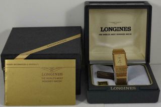 1980s Nos Longines 961 Quartz Stainless Steel Gold Watch Diamond Dial