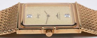 1980s NOS Longines 961 Quartz Stainless Steel Gold Watch Diamond Dial 9