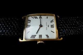 JAQUET DROZ Vintage Extremely Rare H/wind Mechanical Mens Watch 2