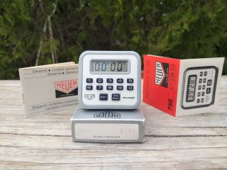 1986 Heuer Microsplit Stopwatch Timer Ref.  750 Box,  Papers Stop Watch Tag Olympi