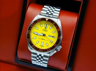Rare 1977 Vintage Seiko Divers 150m Yellow Dial 6309 - 729a Automatic Brown Bezel