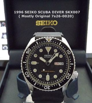 Seiko Skx007 Scuba Diver 7s26 - 0020 Automatic,  Black Dial/bezel,  Mostly