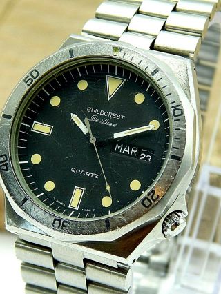 200m 20 Atm Stainless Steel T Swiss Made T Guildcrest Heuer Diver Watch 980.  004