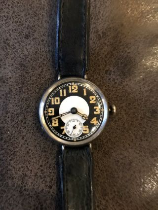 Ww1 Era Silver Cased Swiss Military? Trench Wrist Watch Ticking