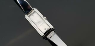 Gucci 109 Ladies Stainless Steel Bracelet Watch With Diamond Dial In Gucci Box.