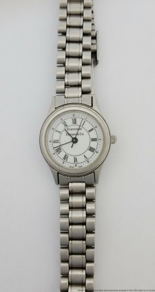 Vintage Ladies Stainless Steel Tiffany Co Portfolio Wrist Watch 2