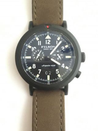 Filson Two Time Zone Big Date Wristwatch Argonite 4220 Cool Black 2