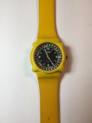 1984 Vintage Swatch Watch GJ400 Yellow Racer Exc with Guard 6