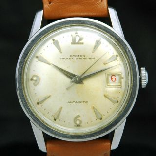 1950s Croton Nivada Grenchen Antarctic Automatic Mens Watch 17j Vtg Swiss Rare