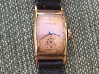 Vintage Bulova Men’s Wristwatch.  Solid 14k Rose Gold.  All.  Keeps Time.