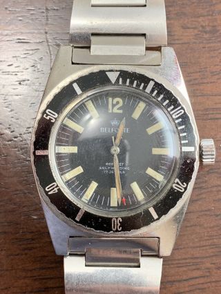 Belforte Watch 666 Ft Diver W/patina,  Ss Case,  Self Winding,  For Part.