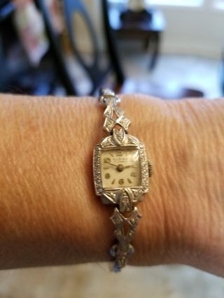 Vintage ELOGA Watch with Diamonds 14k SWISS 17 Jewels 4