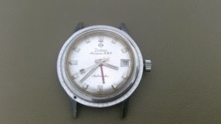 Vintage Zodiac Aerospace Gmt Automatic No Bezel Watch Cal 75b 36mm
