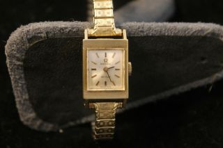 Vintage Omega De Ville 14kt 585 Gold 484 17j Wristwatch Runs On Gold Filled Band