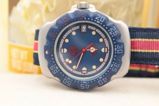 Mens Tag Heuer Professional Formula 1 Divers Wrist Watch 200m 34mm Blue Red