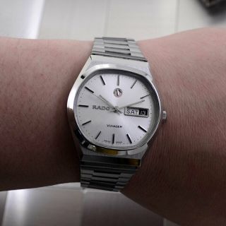 VINTAGE RADO VOYAGER AUTOMATIC SILVER DIAL DAY&DATE DRESS MEN ' S WATCH 7