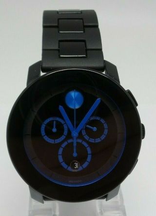 Movado Bold Mb.  01.  1.  29.  6016 Black / Blue Chronograph Watch - Great Shape - F135