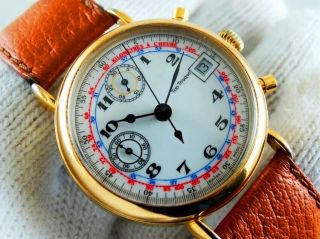 Top Touque Vintage Swiss Mens Chronograph Watch,  Dial Porcelain,  Valjoux 7765