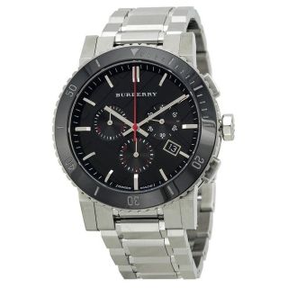 Burberry Black Dial Chronograph Stainless Steel Mens Watch Bu9380
