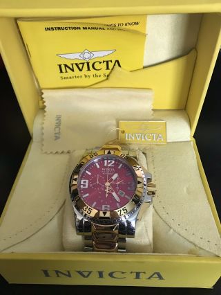 Invicta Reserve Excursion 0205 Mens 50 Mm Gold & Silver Tone Red Face Watch