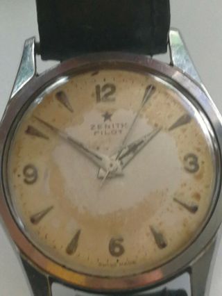 Rare 1950s Zenith Pilot Hand Winding Watch - Cal.  120 - 5 - 6