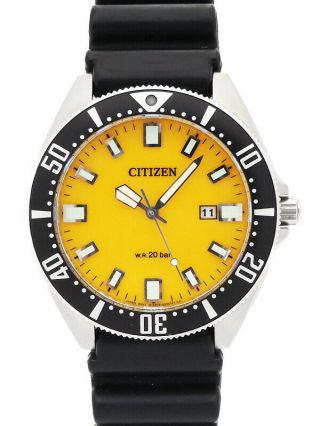 Citizen E168 Eco Drive Orange Silver Stainless Rubber Analog From Japan