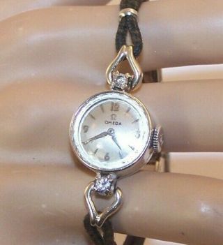 Vintage Omega 14k Solid Gold & Diamond Watch,  Swiss 17 Jewel 481 14k Clasp