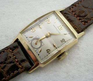 Vintage Art Deco Mens Hamilton " Brent " 19j 14k Gold Filled Wristwatch Watch