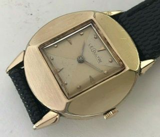 Vintage 10 Karat Gold Le Coutlre Hand Winding Mens Watch With Unusual Rare Case