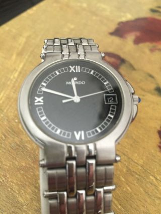 Movado Stainless Steel Watch 84 - C2 - 879 Quartz Black Dial Roman Numerals.