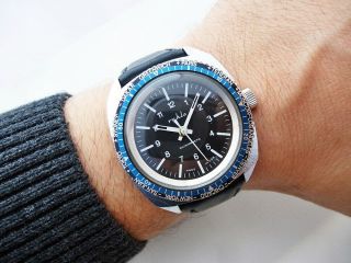 Rare Retro German Ruhla Diver World Time Vintage Wristwatch 1970 