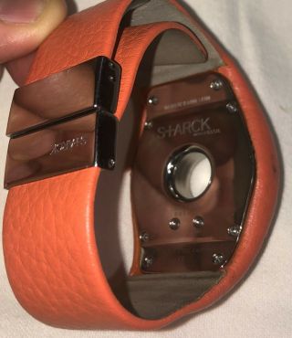 RARE Philippe Starck Orange Leather O RING Digital FOSSIL Watch w Box 4