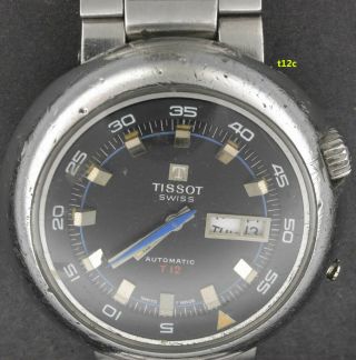 Vintage 44.  mm Tissot T12 Automatic,  SS,  Compressor,  diver.  Runner,  parts/repair 3