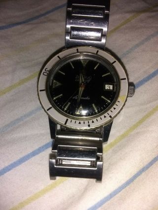 Vintage Zodiac Sea Wolf Automatic Black Dial Stainless Steel Diver 