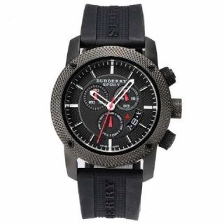 Burberry Bu7701 Endurance Chronograph Black Rubber Black Dial Watch 45mm
