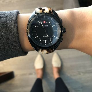 Michele Hybrid Smartwatch,  Nwt Cheetah Strap,  Black Alligator & Silicone Strap