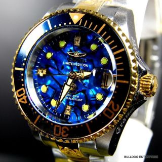 Ladys Invicta Grand Diver Blue Abalone Diamonds Automatic Steel 2 Tone Watch