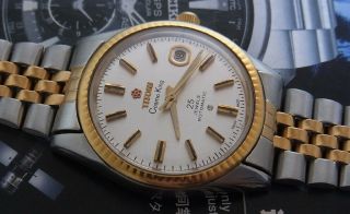 Vintage Titoni Cosmo King 2 Tone Automatic 25 Jewels Swiss Made Watch