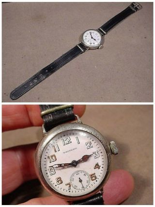 Vintage Wwi Era Sterling Silver Depollier Waltham Military Trench Style Watch.