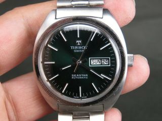 Vintage Tissot Seastar 2571 Stainless Steel Swiss Day Date Automatic Mens Watch