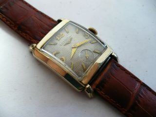 What A Watch Vtg Longines 23z Mens Tanq Shaped - Textured Dial Wristwatch 1951
