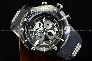 Invicta Mens 53mm Limited Edition Marvel Punisher Chronograph Black Strap Watch