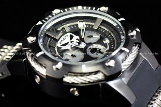 Invicta Mens 53mm Limited Edition Marvel Punisher Chronograph Black Strap Watch 5