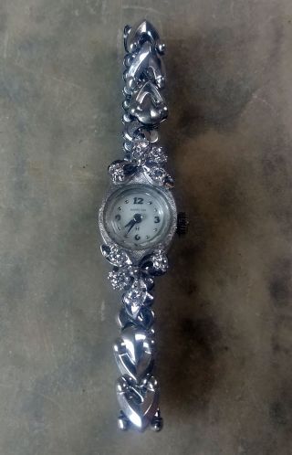 L&w Hamilton Ladies 14k White Gold Diamond Wrist Watch 22j,  21/0 Gr.  761